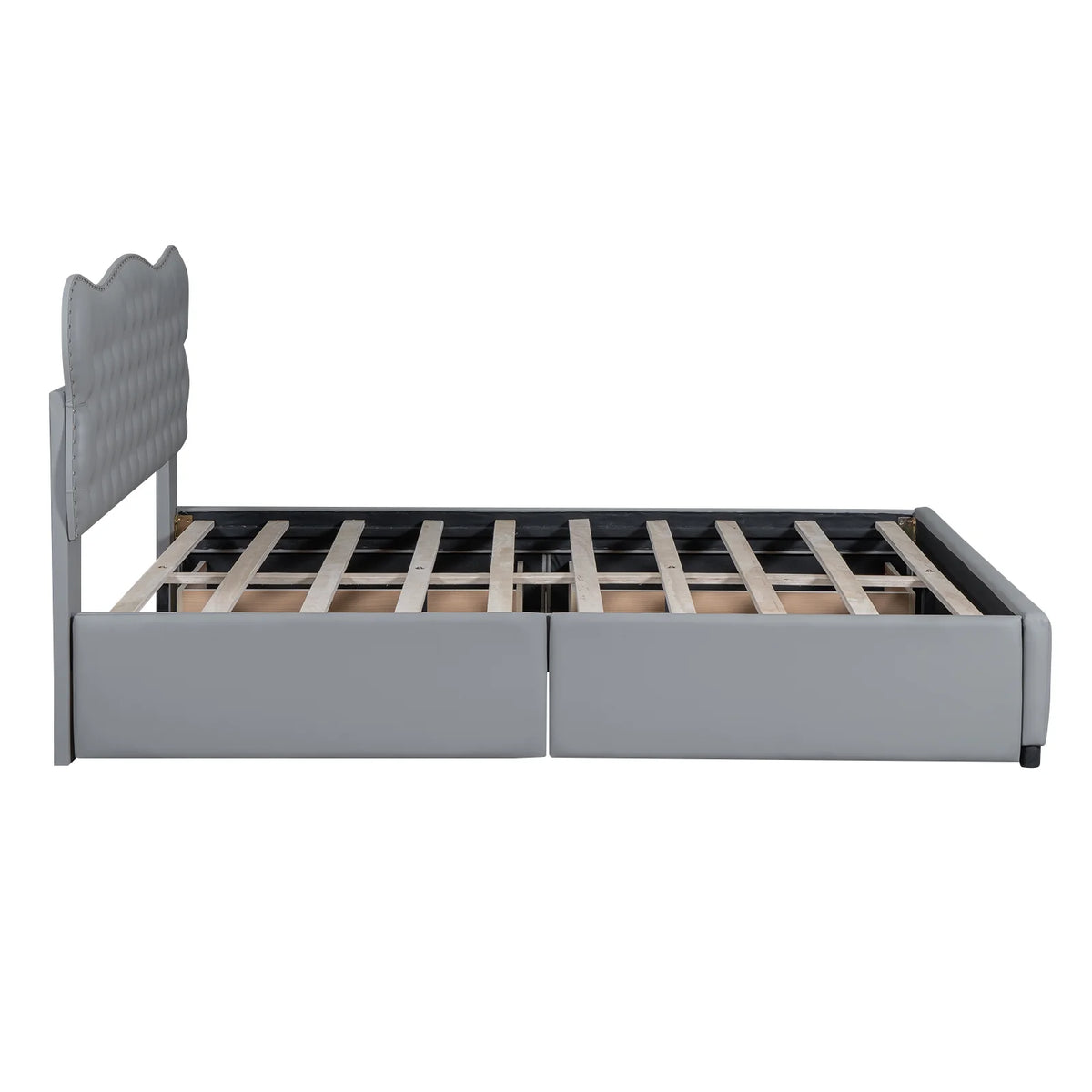 White Upholstered Queen Bed with 4 Drawers B303