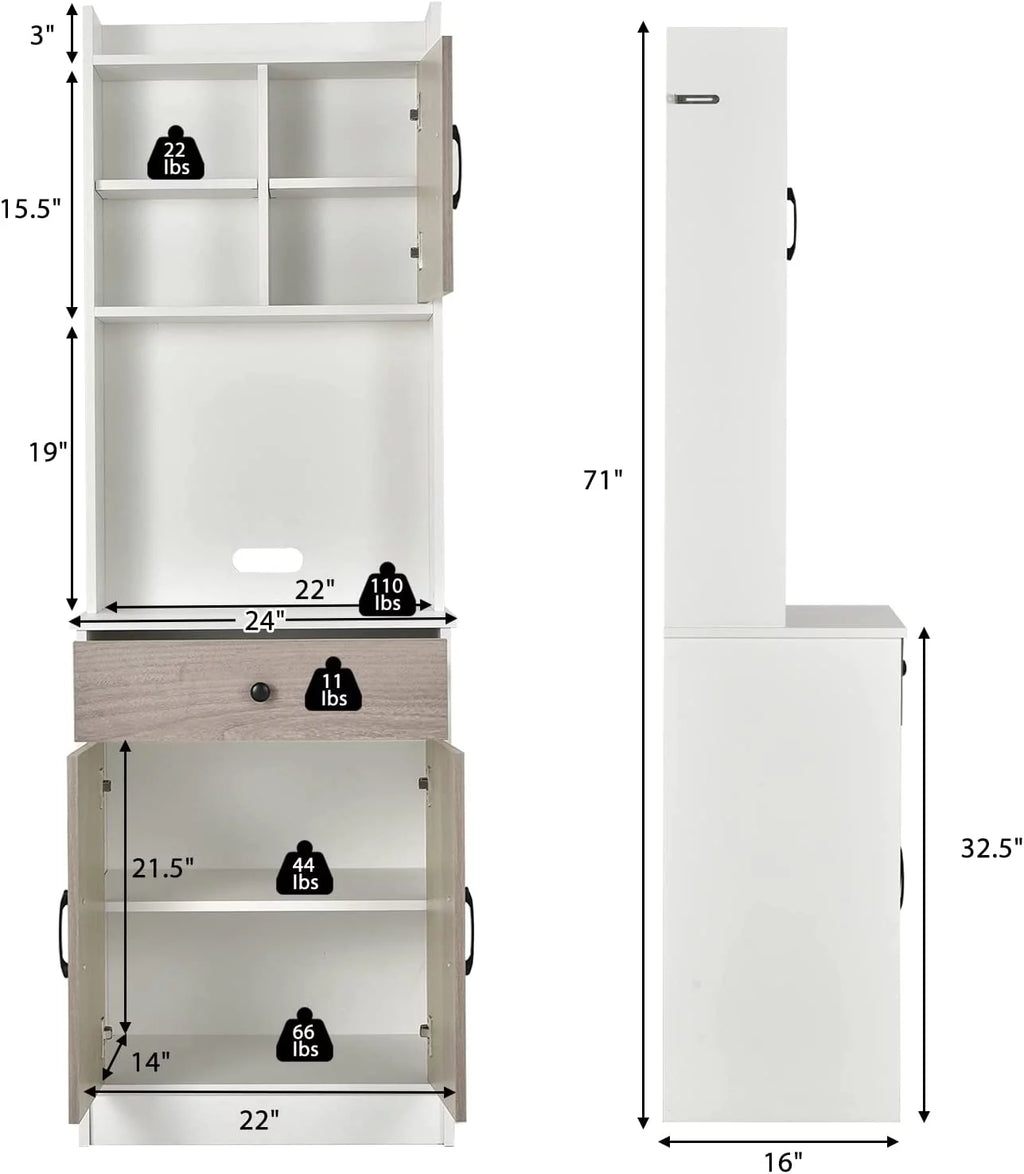 Tall Buffet Hutch Cabinet with Drawer Cabinet Shelf W961