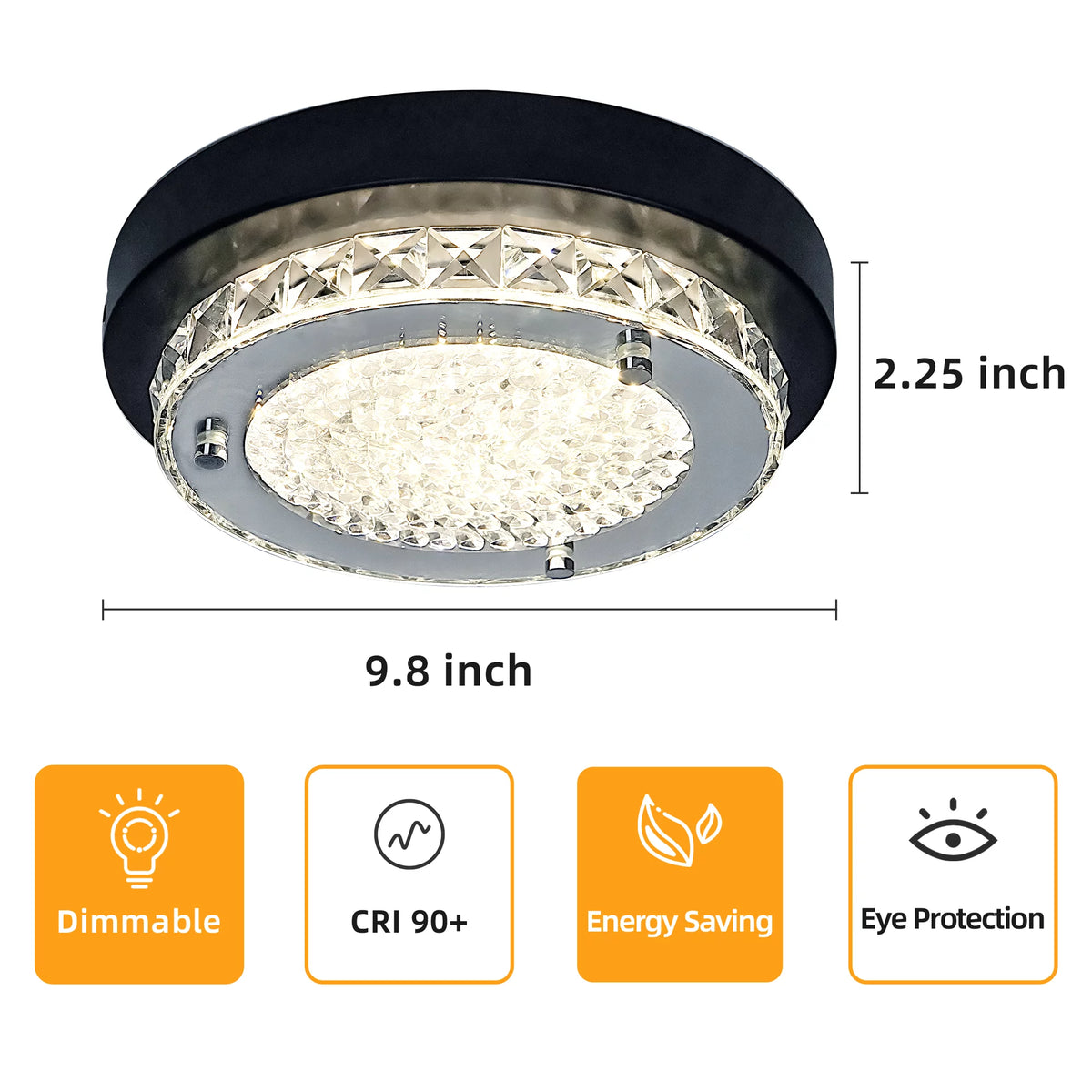 Black Crystal Flush Mount Ceiling Light E319151