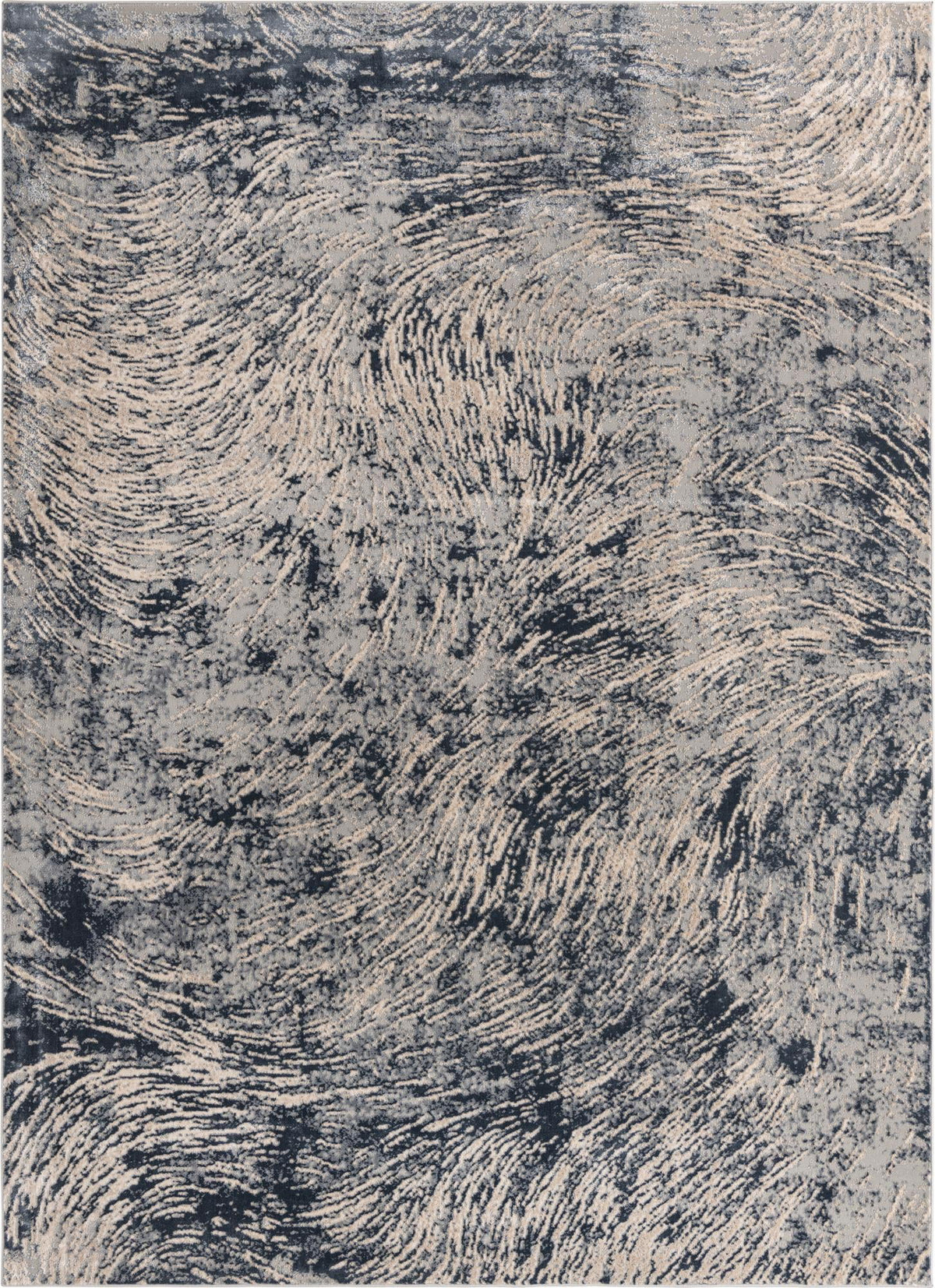 Gray Ivory 9' x 12' Abstract Coastal Rectangle Rug C135