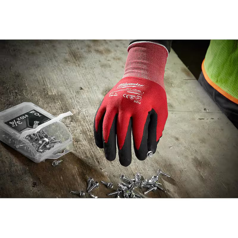 Red Nitrile Cut Resistant Work Gloves 30-Pack Y7323