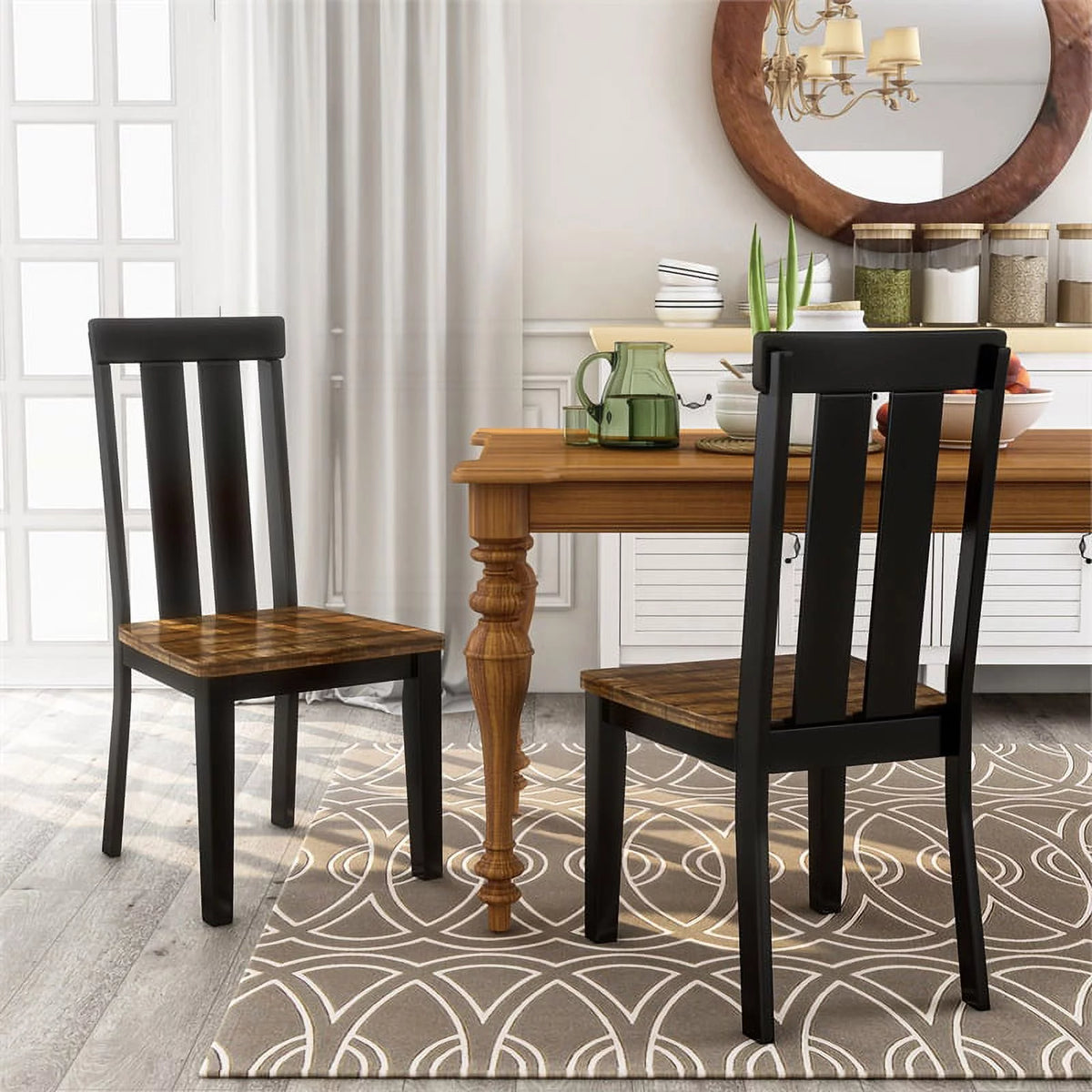 Black Wood Dining Chair Set of 2 M3814