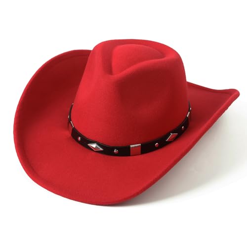 Felt Wide Brim Western Cowboy Hat with Belt Buckle M304