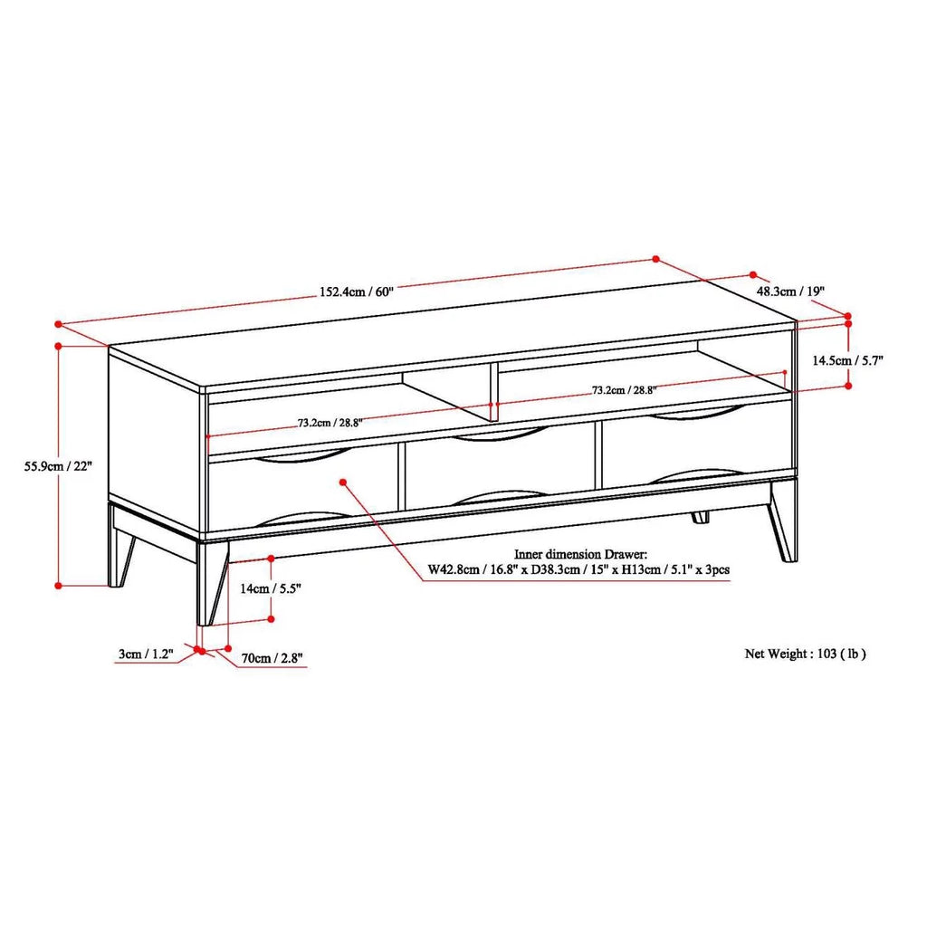 White 60 inch TV Media Stand X350