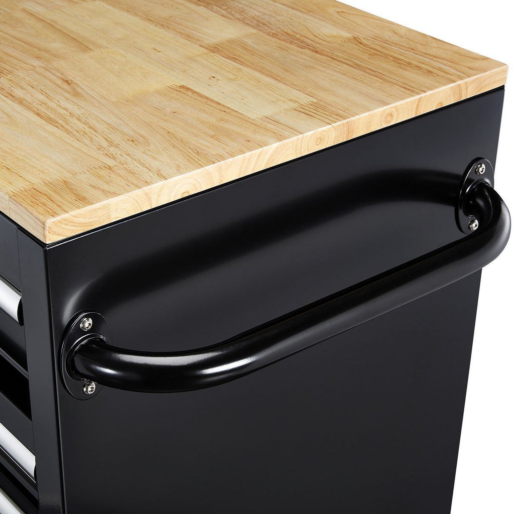 Black 9-Drawer Mobile Storage Cabinet with Solid Wood Top L776547
