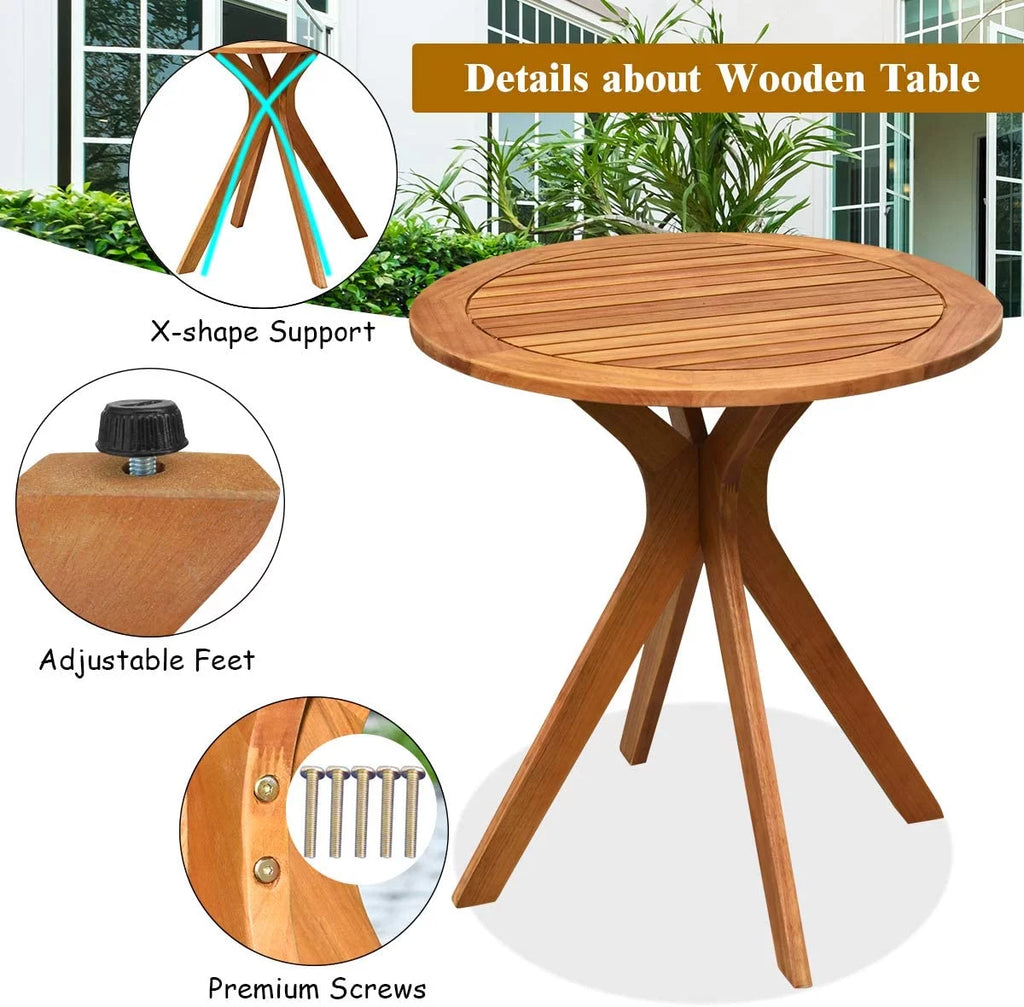 27.5 Inch Eucalyptus Wood Round Bistro Table W133