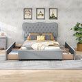 White Upholstered Queen Bed with 4 Drawers B303