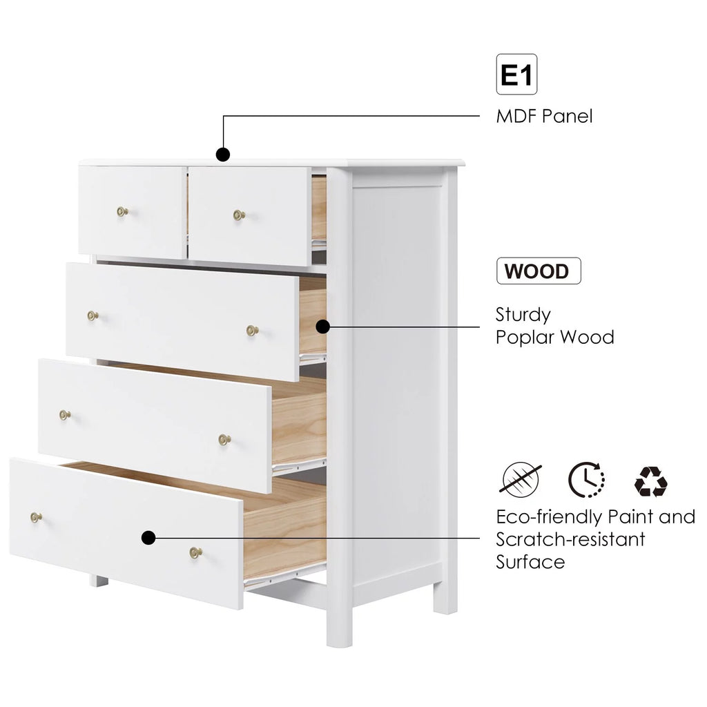 White 5 Drawer Kids Dresser F467