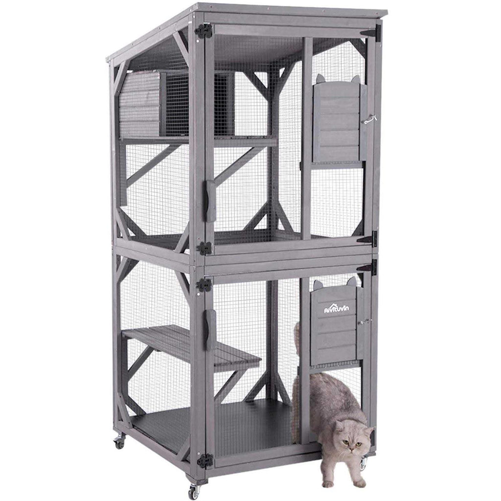 Outdoor Catio Cat Enclosure on Wheels with Resting Box V2472