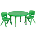 Round Blue Plastic Height Adjustable Activity Table Set with 2 Chairs R95255