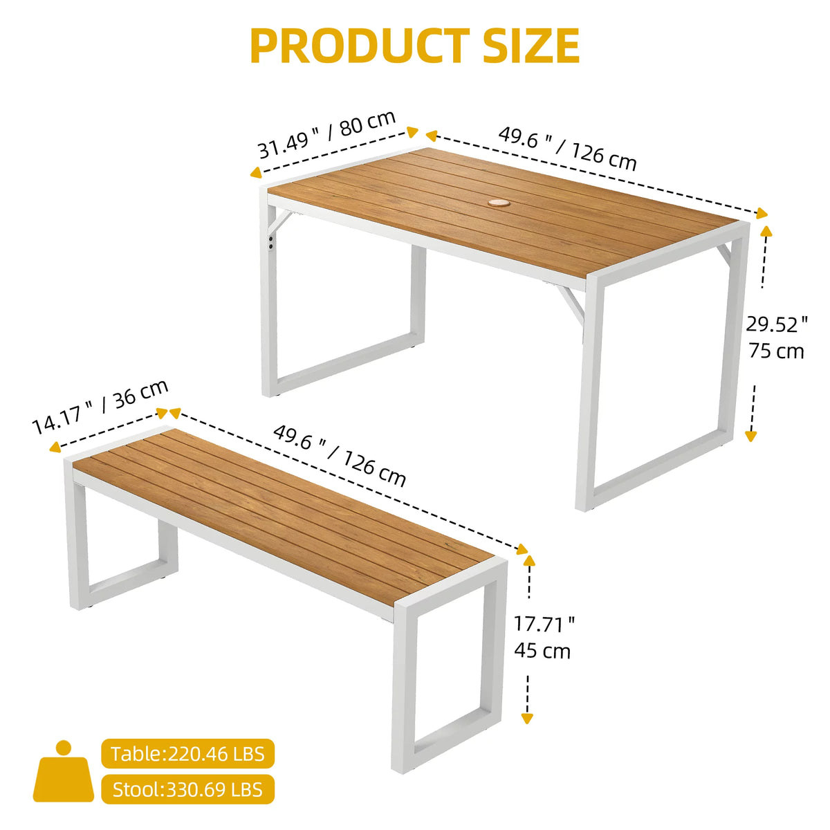 3 Pieces Patio Dining Table Set M7967