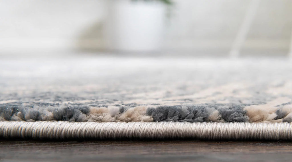 Gray Ivory 9' x 12' Abstract Coastal Rectangle Rug C135