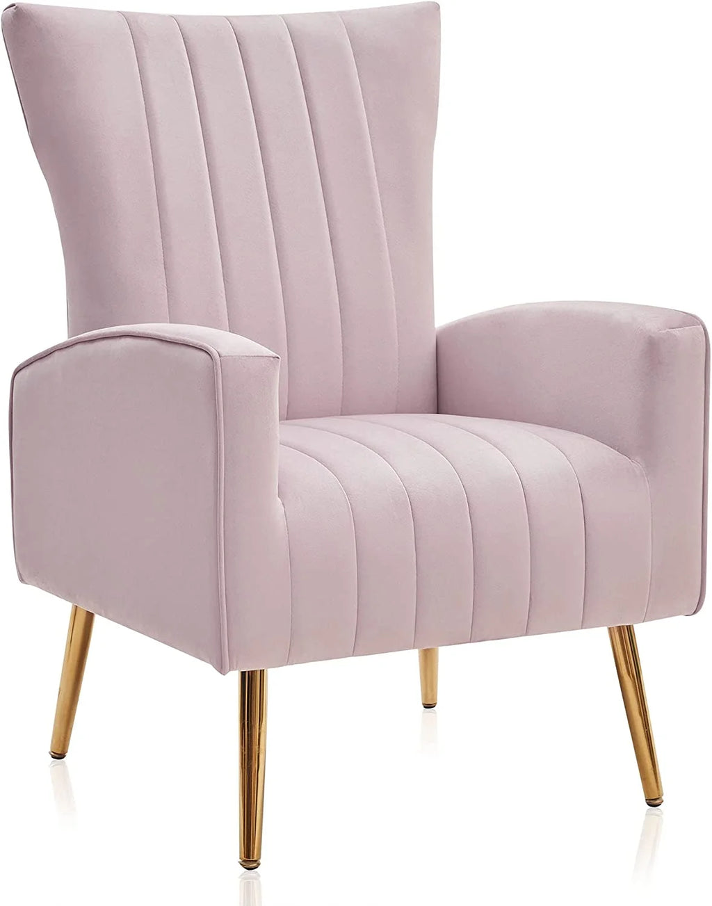 Pink Velvet Upholstered Accent Chair with Metal Legs E68911