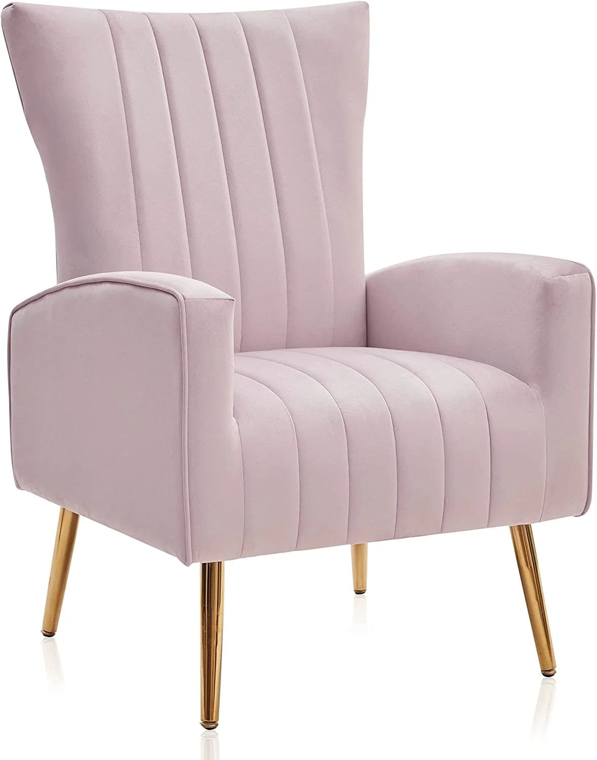 Pink Velvet Upholstered Accent Chair with Metal Legs E68911
