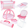 Pink 6 in 1 Baby Doll Playset with Furniture E68378