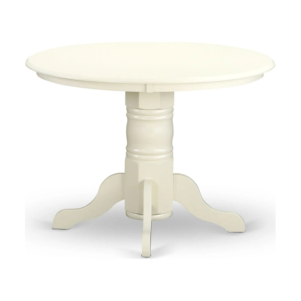 5 Pc Round Dining Table and 4 Linen Seat Chairs White M2310