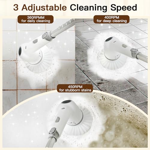 Cordless Electric Spin Scrubber with 8 Replaceable Brush Heads Y61238