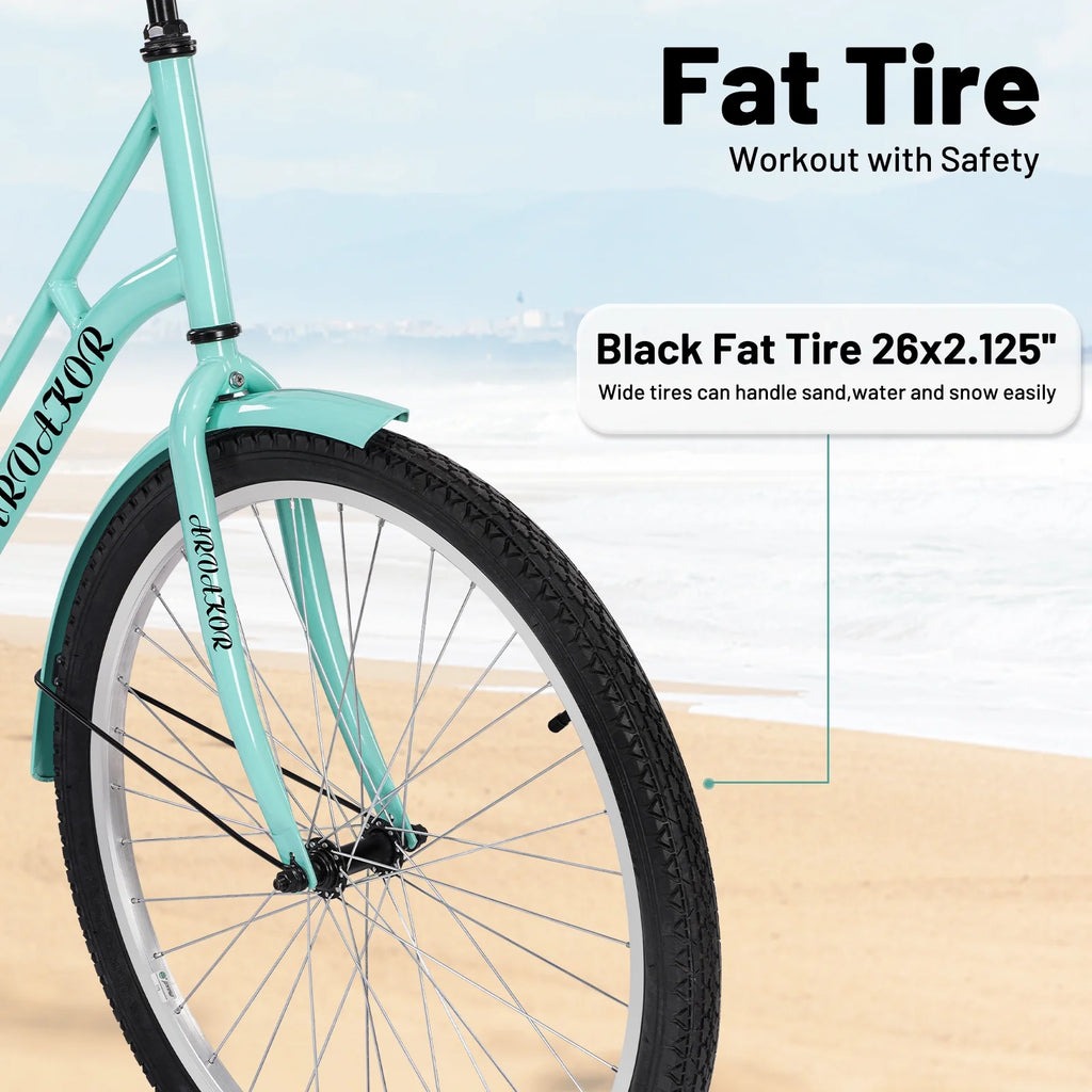 Green Carbon Steel Beach Cruiser Bike U862092