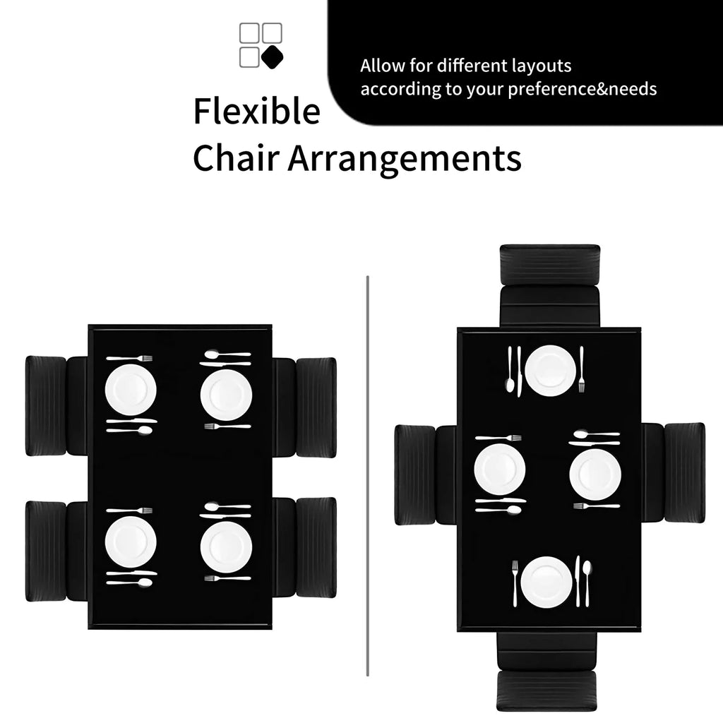 5 Piece Glass Dining Table Set with 4 Velvet Chairs E221470