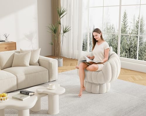 Beige Velvet Barrel Swivel Accent Sofa Chair R999