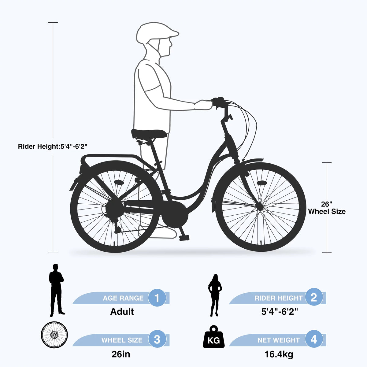 26-Inch 7-Speed Steel Frame Beach Cruiser Bike L9916