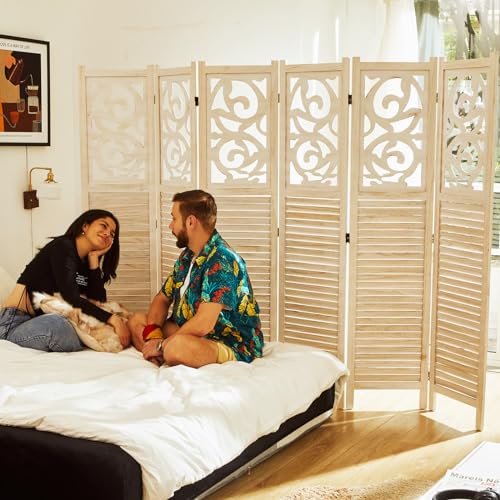 4 Panels Wood Carved Folding Room Divider G895599