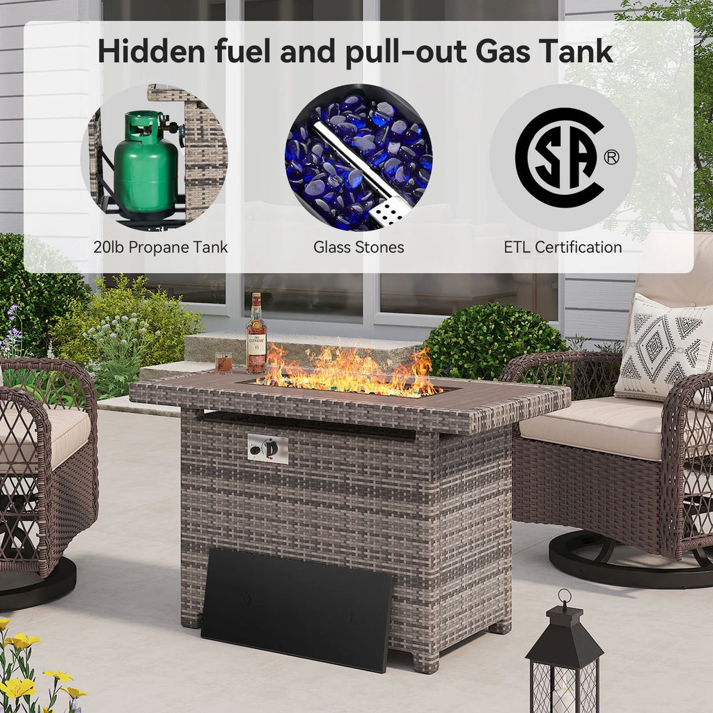 40'' 50,000 BTU Propane Gas Fire Pit Table with Cover C21255