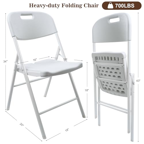 6 Pack White Folding Chair 700 lb Weight Capacity J687