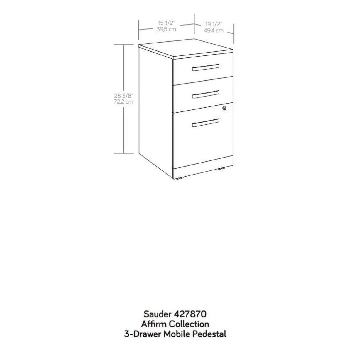 Engineered Wood 3-Drawer Mobile Filing Cabinet O67592