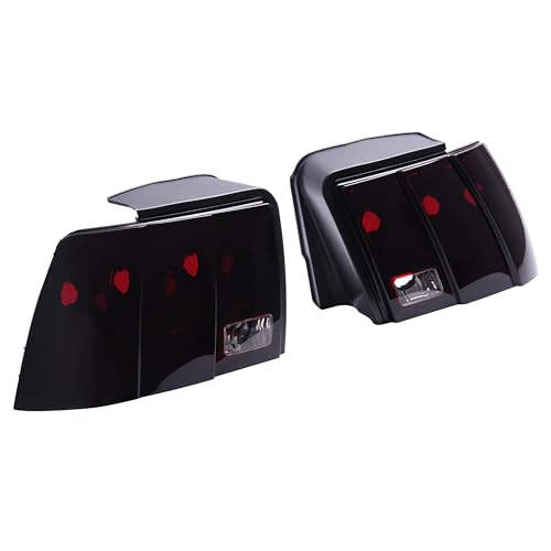 Pair Tail Lights Compatible with 1999-2004 Ford Mustang Rear Brake Lamps Red Smoke Lens Left & Right K6098