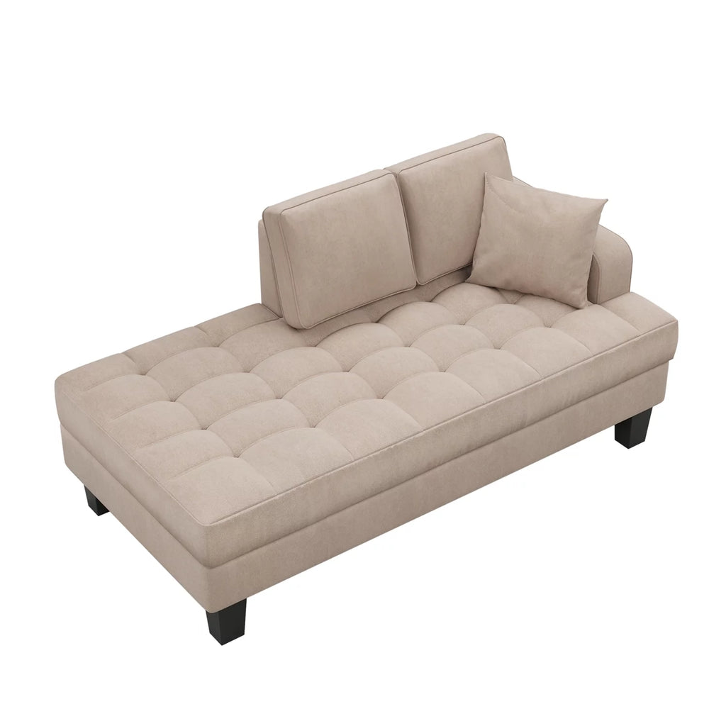 Warm Grey Tufted Chaise Lounge with Toss Pillow N760830