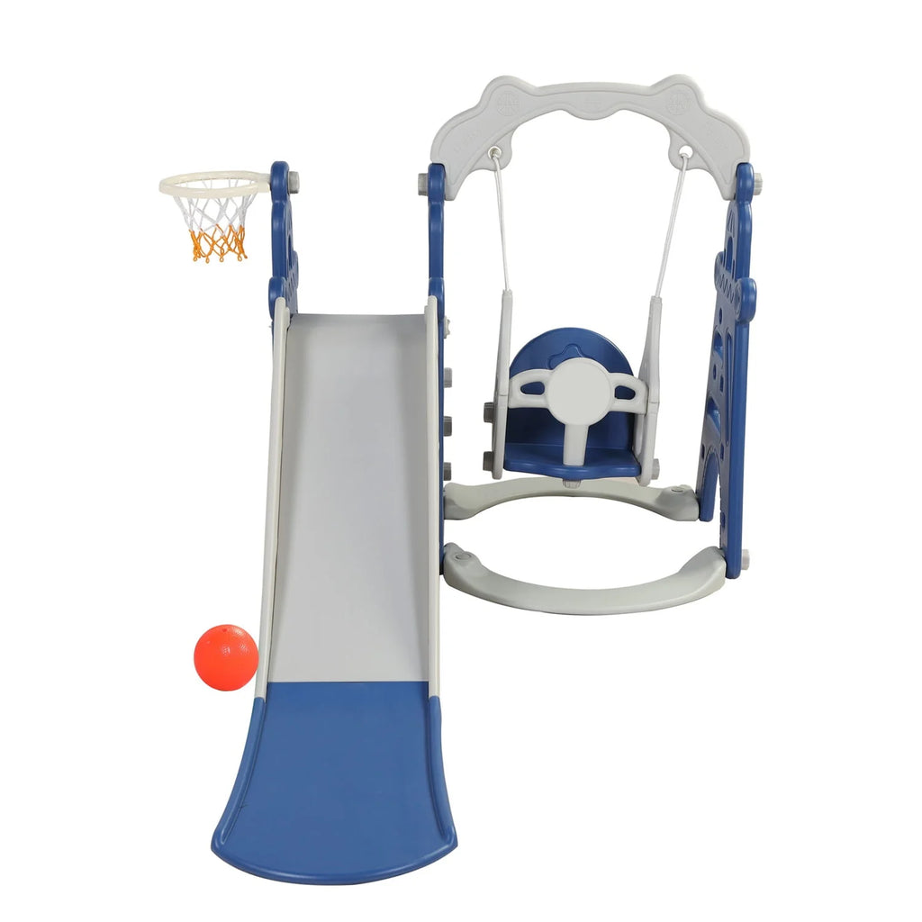 3 in 1 Kids Slide and Swing Set with Basketball Hoops S102222