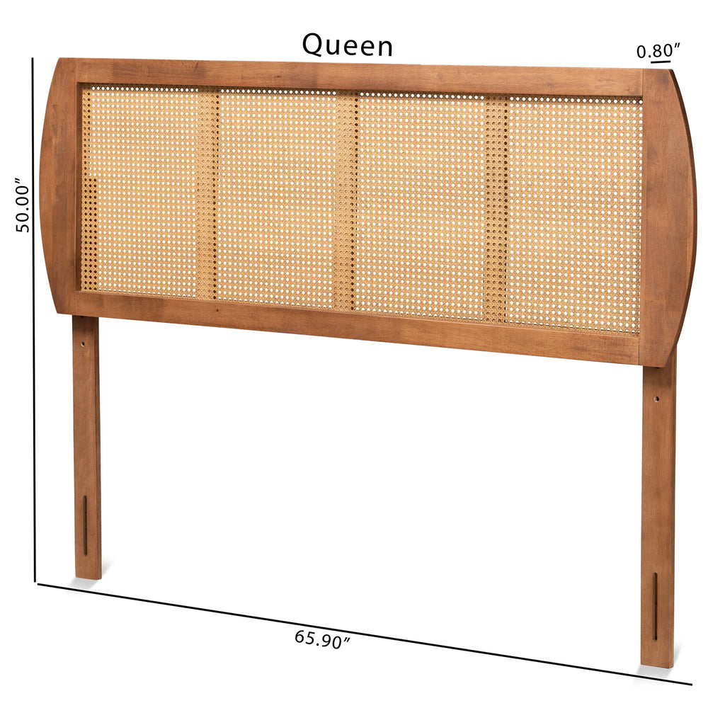 Ash Walnut Full Wood Rattan Headboard F136350