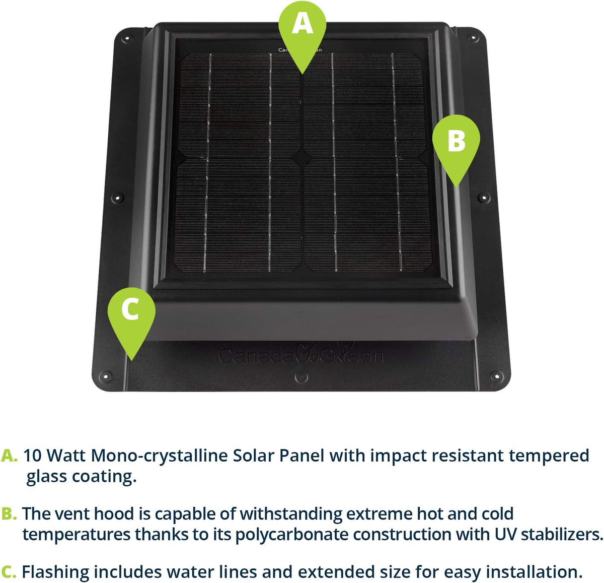 Solar Powered Polycarbonate Vent B64058