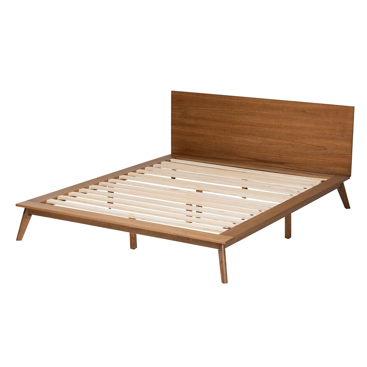 King Size Walnut Brown Wood Platform Bed H7557