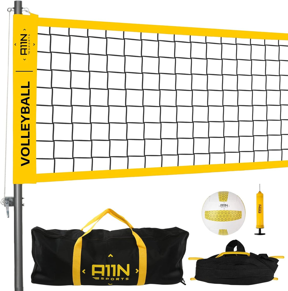 Outdoor Volleyball Set with Anti-Sag Net, Volleyball, Air Pump, Boundary Markers, and Carrying Bag O930