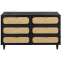 6 Woven Drawer Dresser with Solid Wood in Black Finish E9708