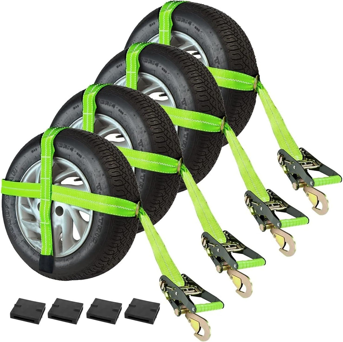 Adjustable Loop Snap Hooks Yellow Car Tie Down Kit K593