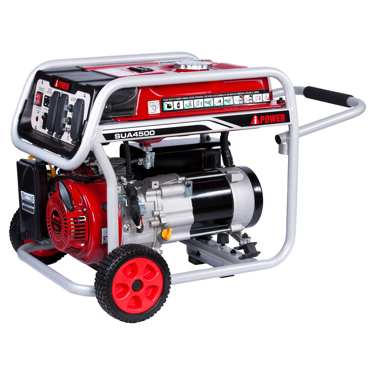 4000W Recoil Start Gasoline Powered Portable Generator, Black N793