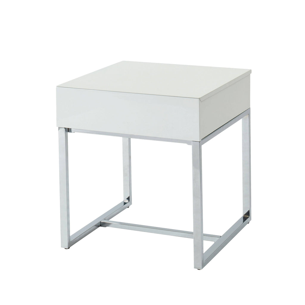 White Wood Rectangle End Table G517