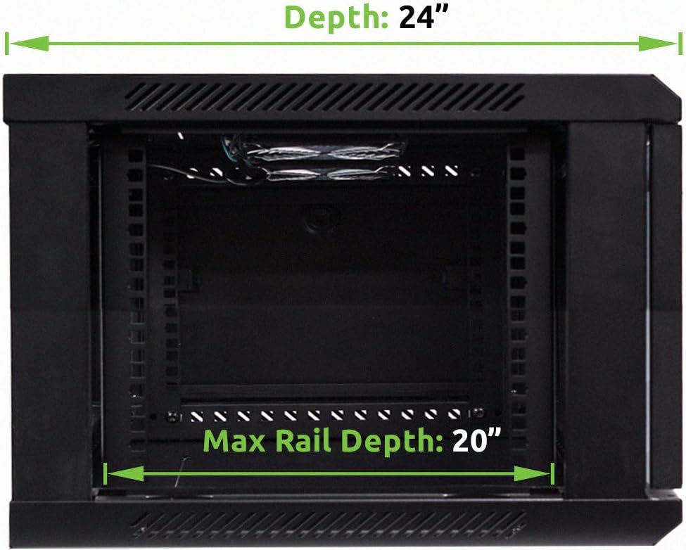 6U 19-Inch Server Network Rack with Locking Glass Door Black T8567