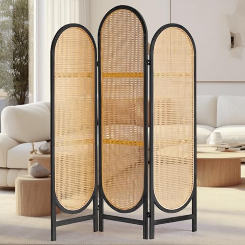4 Panel Folding Rattan Room Divider A385