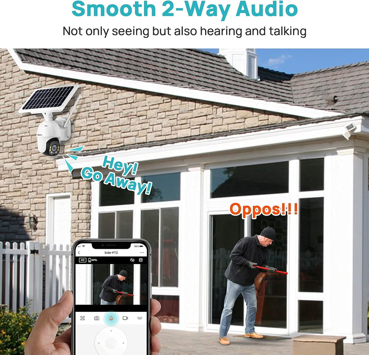 Wireless 1080P Solar Battery Powered WiFi Security Camera with 4X Digital Zoom R649