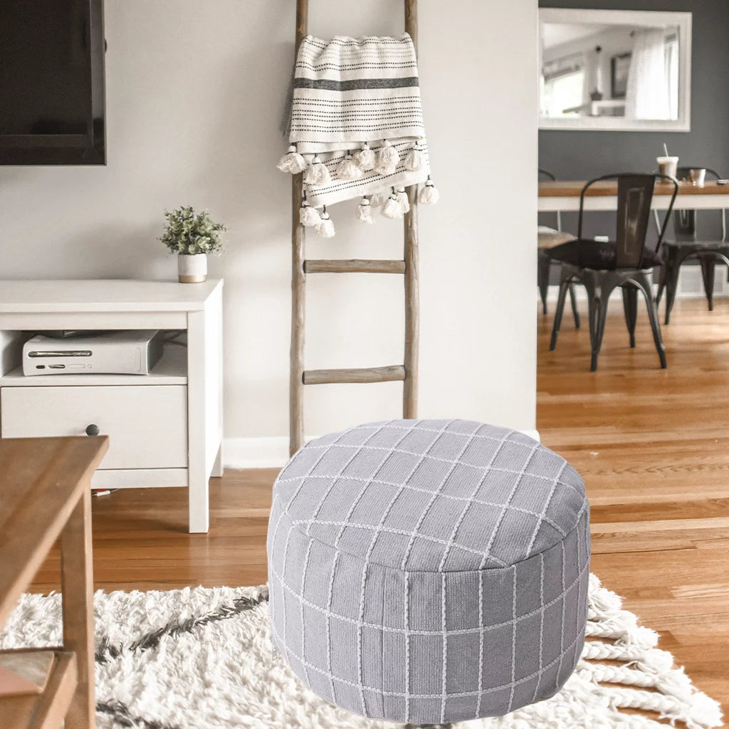 Gray Ottoman Pouffe Cover Foot Stool Cubes M5465