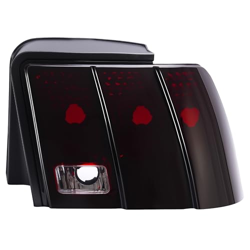 Pair Tail Lights Compatible with 1999-2004 Ford Mustang Rear Brake Lamps Red Smoke Lens Left & Right K6098