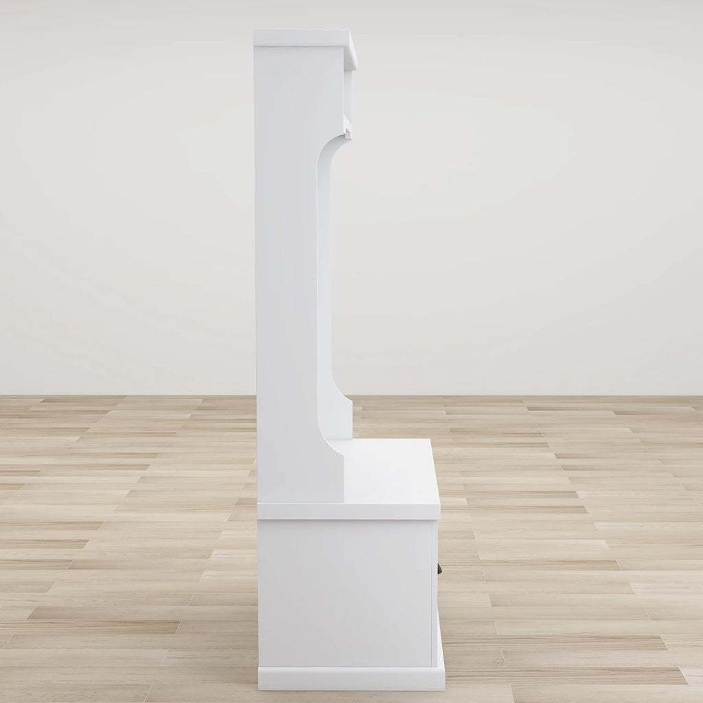 White Entryway Hall Tree with Coat Rack and Storage Bench T248275