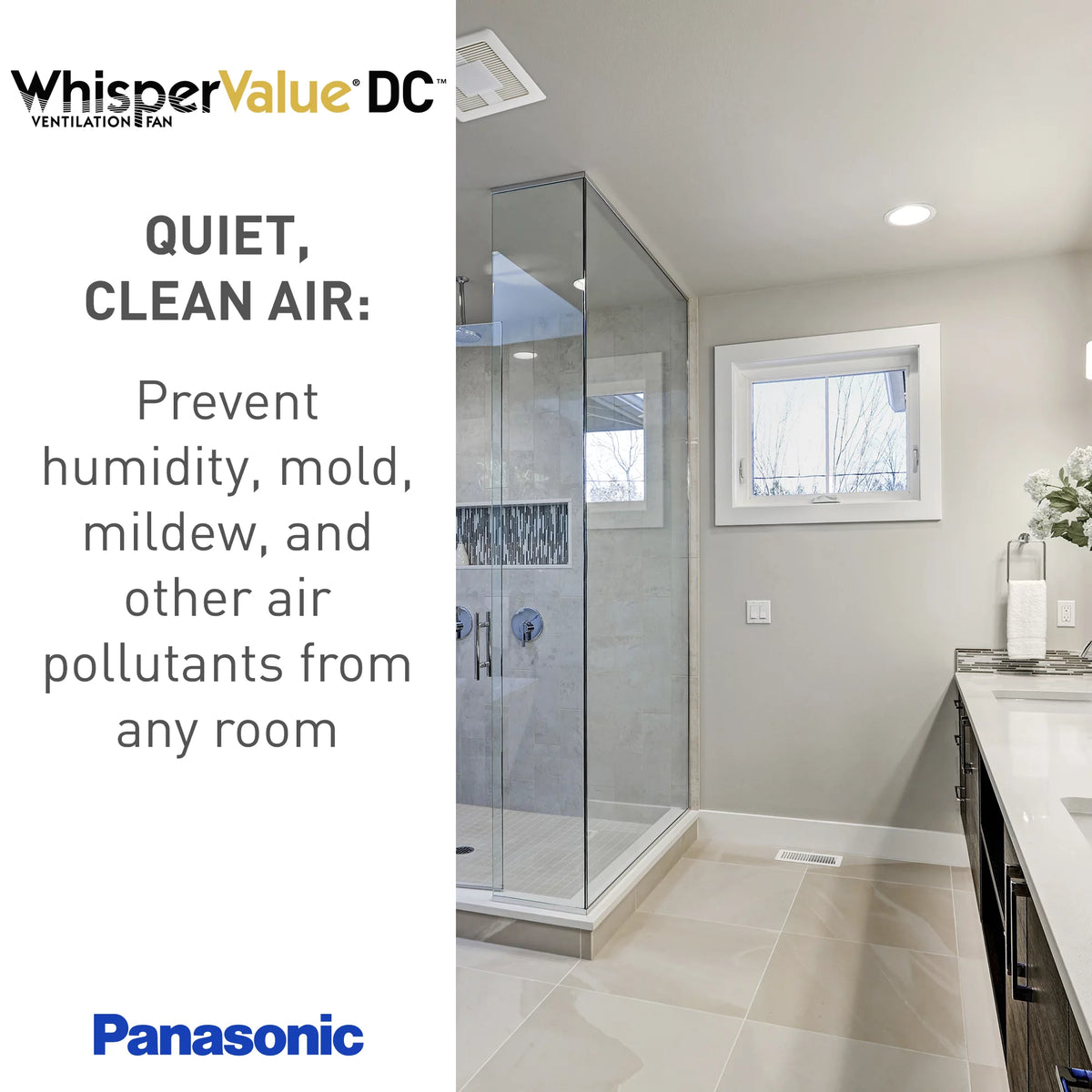 White Ceiling or Wall Exhaust Fan with Condensation Sensor S618296