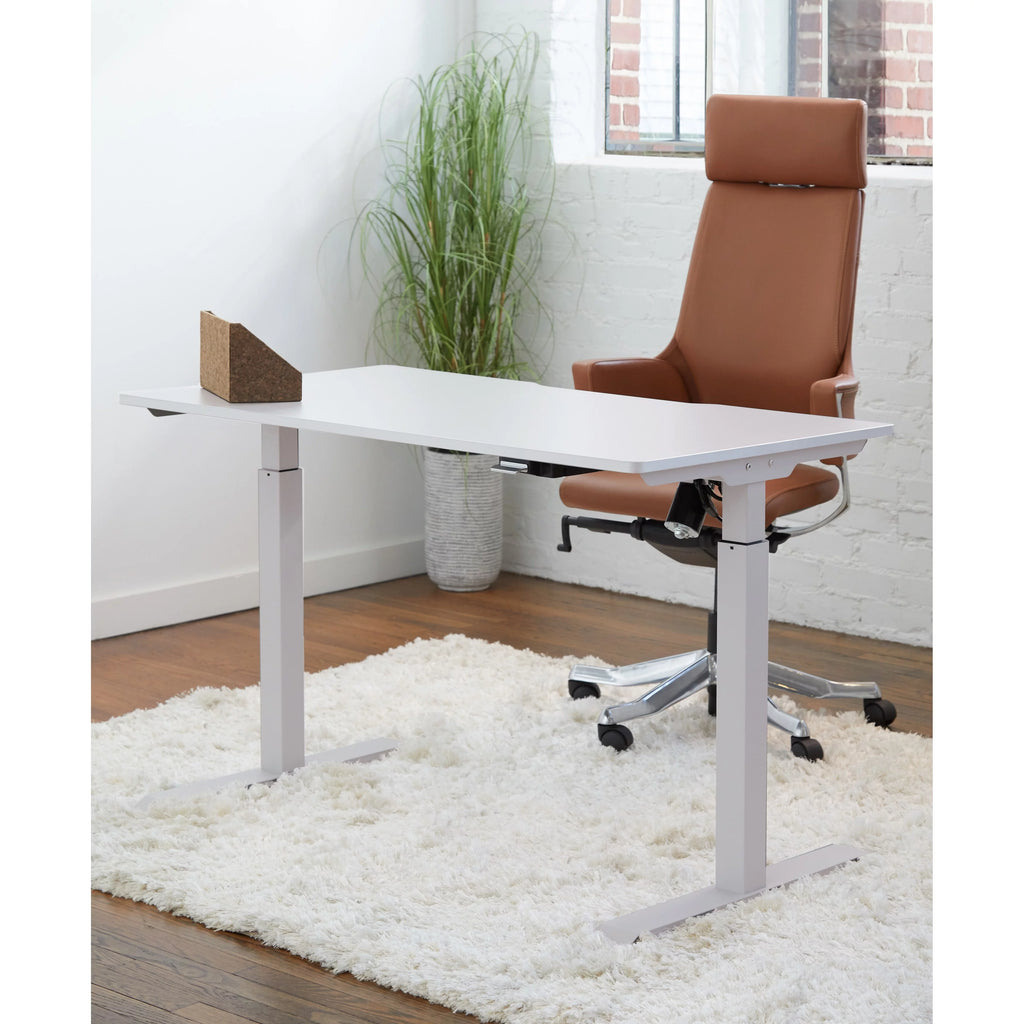 Electric Height Adjustable Standing Desk in White H3554