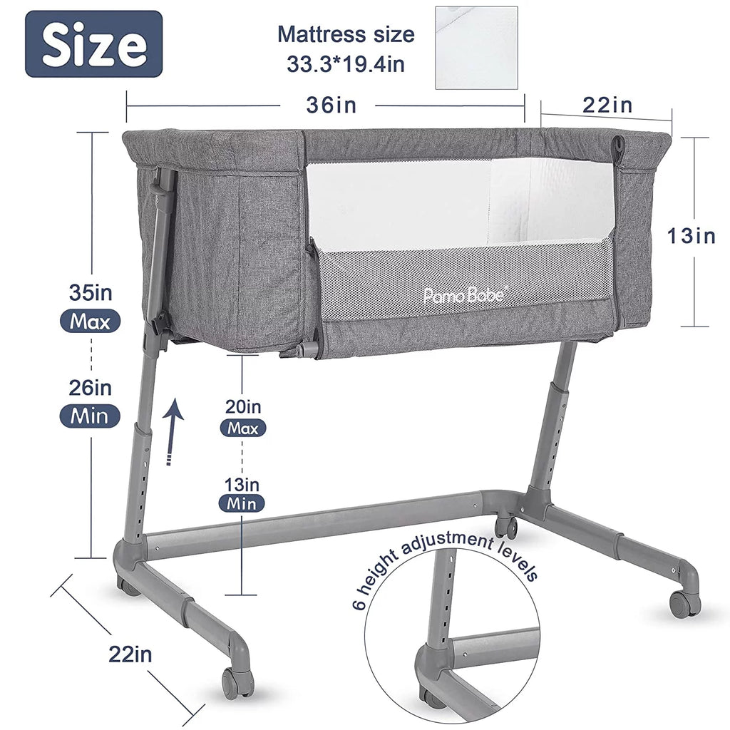 Grey Bassinet with Wheels and Folding Frame K684