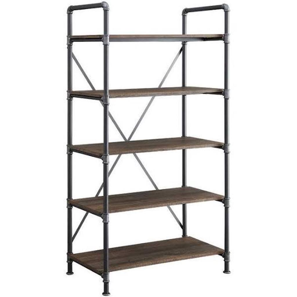 Brown Metal 5-Shelf Bookcase W988
